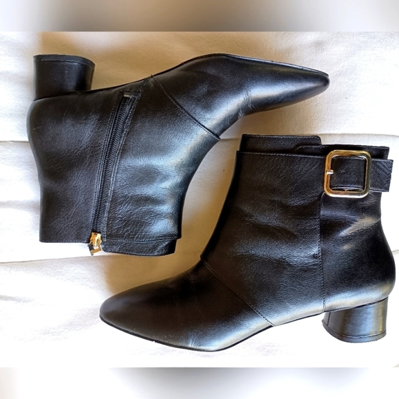 Nine West Shoes - Nine West Black Leather Zip Ankle Boots Womens Size 10 M